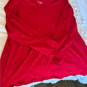 Lane Bryant Bold Red Long Sleeve V-Neck Top